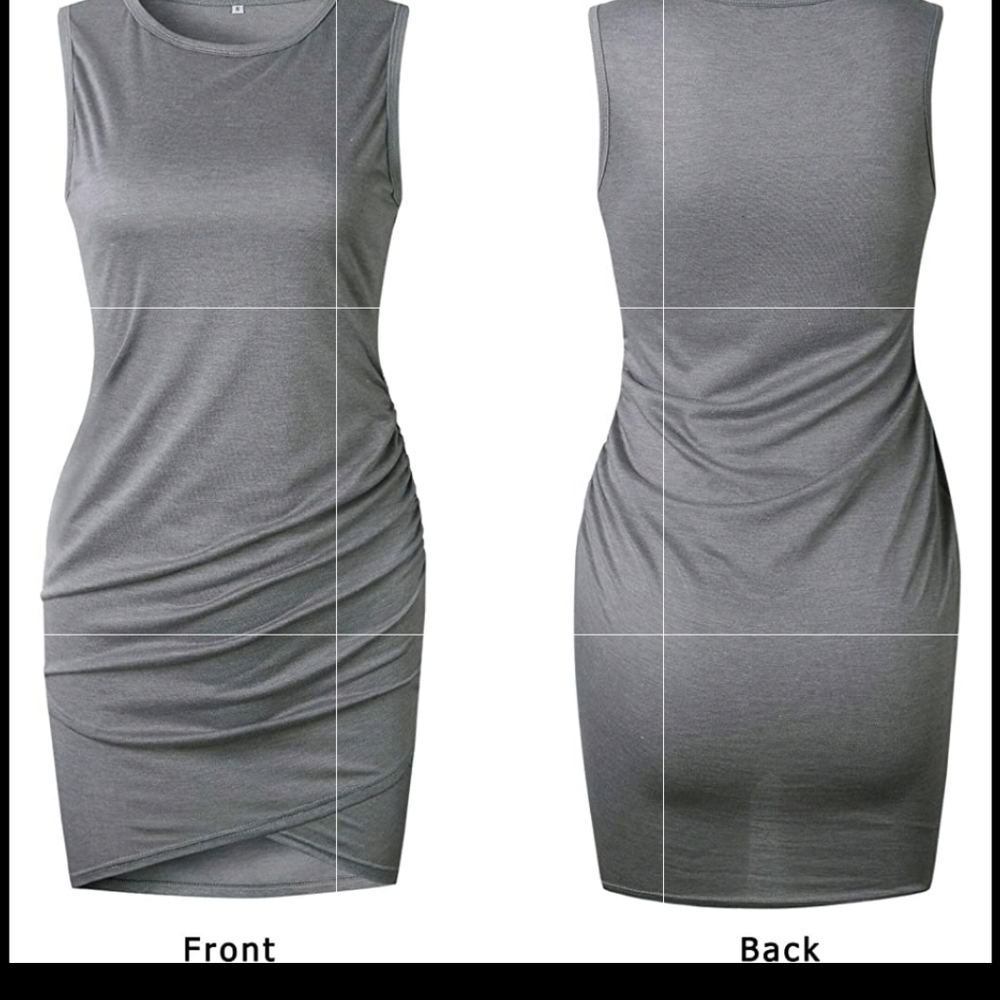BTFBM Women Casual Dress Crew Neck Ruched Summer Sleeveless - Picture 2 of 7